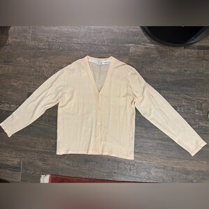 TSE V-neck Long Sleeve Lightweight 100% Super Fine Wool Cardigan Sweater L